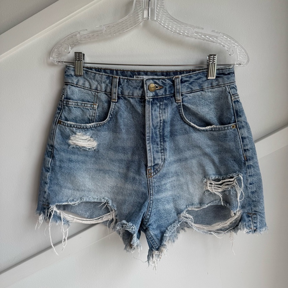 ZARA Denim Jean Cotton Blue High Rise Shorts size 6